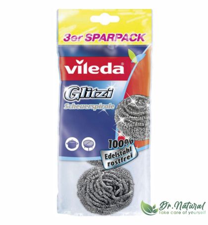 Burete vase spiralat Vileda Glitzi Inox, 3 bucati