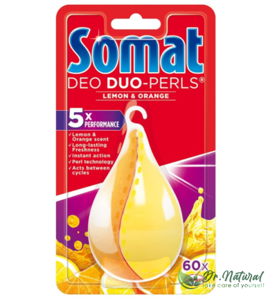 Odorizant pentru masina de spalat vase Somat, Deo Duo-Perls, Lemon & Orange, 17 g